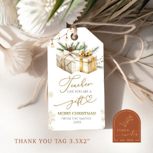 Rustic Christmas Appreciation Teacher Gift Tags