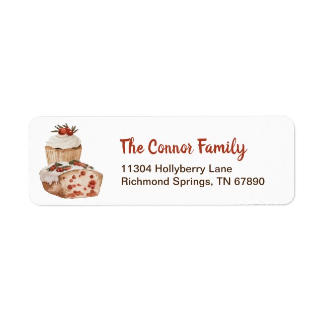 Rustic Christmas Baked Treats Return Address Label (Front)
