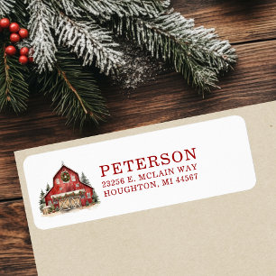 Rustic Christmas Barn Return Address Label