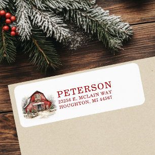 Rustic Christmas Barn Return Address Label