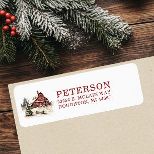 Rustic Christmas Barn Return Address Label
