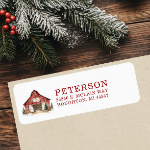 Rustic Christmas Barn Return Address Label
