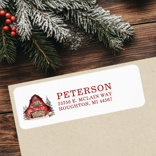 Rustic Christmas Barn Return Address Label