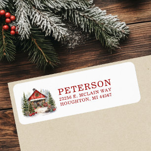 Rustic Christmas Barn Return Address Label