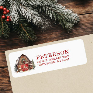 Rustic Christmas Barn Return Address Label