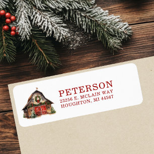 Rustic Christmas Barn Return Address Label