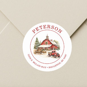 Rustic Christmas Barn Return Address Labels