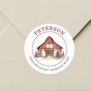 Rustic Christmas Barn Return Address Labels