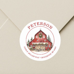 Rustic Christmas Barn Return Address Labels