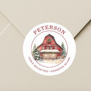 Rustic Christmas Barn Return Address Labels