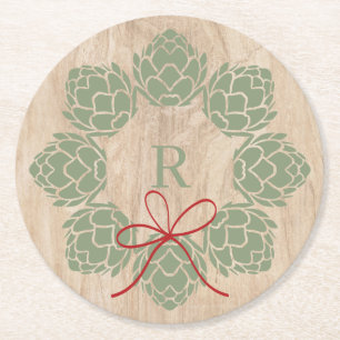 Rustic Christmas Beer Hops Coaster