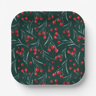 Rustic Christmas Berry Paper Plate – Holiday Party