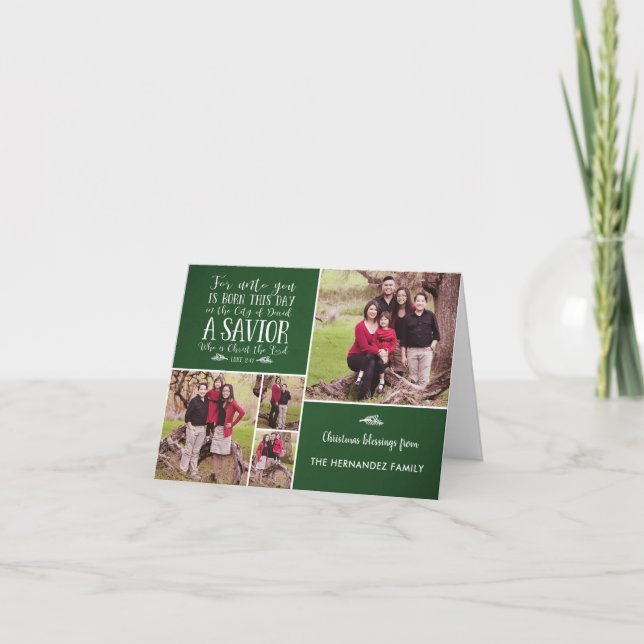 Rustic Christmas Bible Verse Holiday Photo Card (Front)