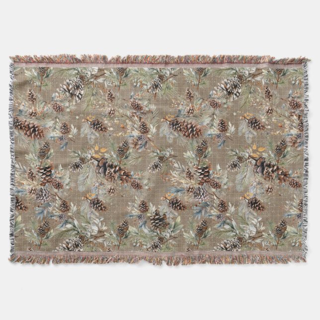 Rustic Christmas Boho Pattern  Throw Blanket (Front)