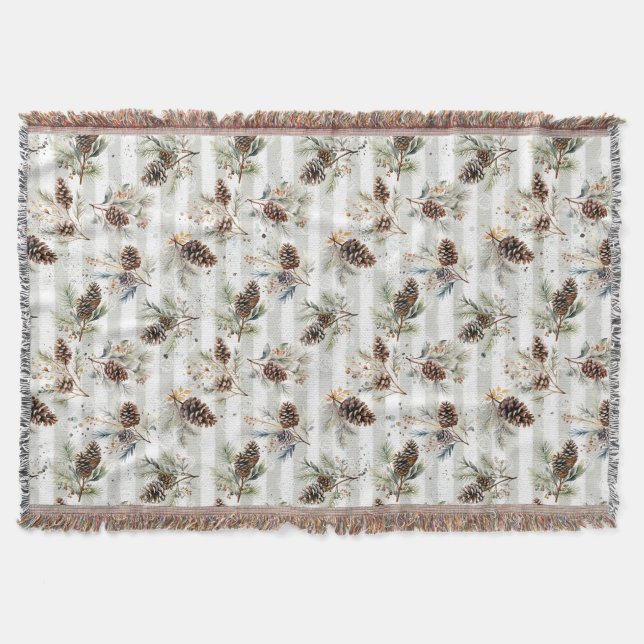 Rustic Christmas Boho Pattern  Throw Blanket (Front)