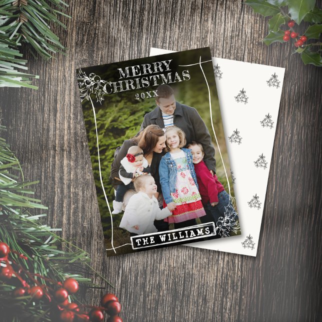 Rustic Christmas Border Family Name Family Photo Holiday Card (Rustic Christmas Border Family Name Family Photo Holiday Card)