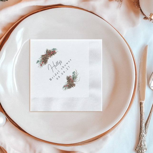 Rustic Christmas Bridal Shower  Napkin (Creator Uploaded)