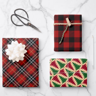 Rustic Christmas Buffalo / Tartan Plaid Pattern Wrapping Paper Sheet