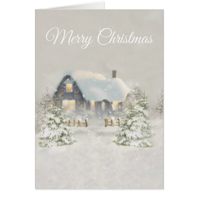 Rustic Christmas Cabin Winter Solstice Woodland (Front)