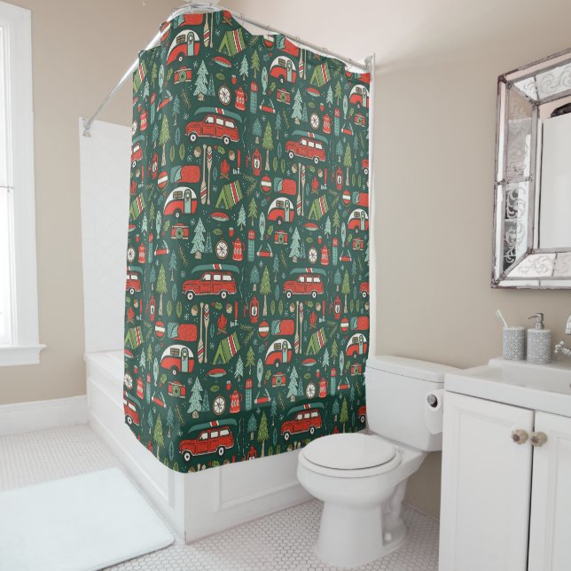 Rustic Christmas Camping Shower Curtain (In Situ)
