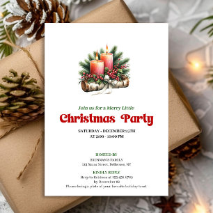 Rustic Christmas Candles Party Invite Card