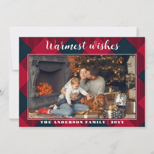 Rustic Christmas Card, red plaid Holiday Card