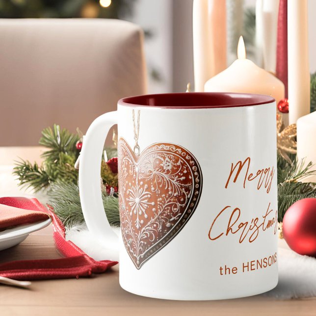 Rustic Christmas Cookie Decorated Traditional Two-Tone Coffee Mug (Creator Uploaded)