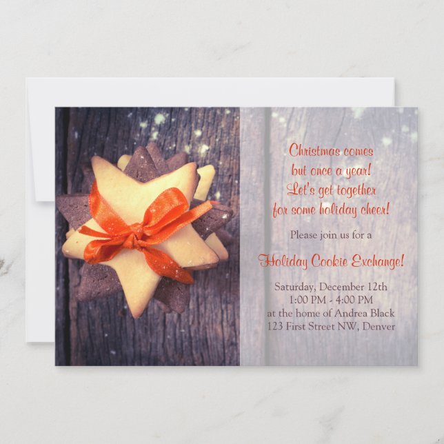 Rustic Christmas Cookie Exchange Holiday Party Invitation (Front)