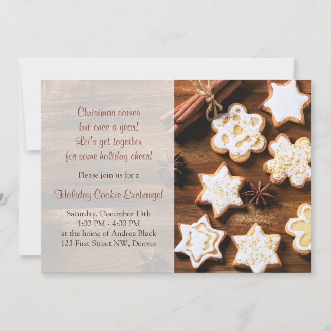 Rustic Christmas Cookie Swap Holiday Party Invitation (Front)