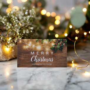 Rustic Christmas country corporate mistletoe wish Business Card