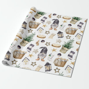 Rustic Christmas Country Gnomes and Decorations Wrapping Paper