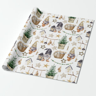 Rustic Christmas Country Gnomes, Decorations  Wrapping Paper