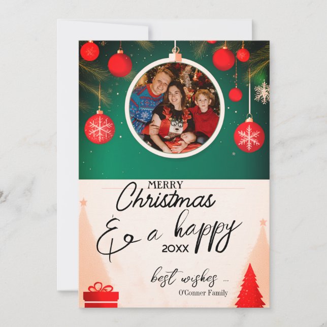 Rustic Christmas Decorations Holiday Photo Cards (Front)