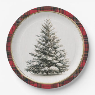 Rustic Christmas Evergreen Christmas Paper Plates