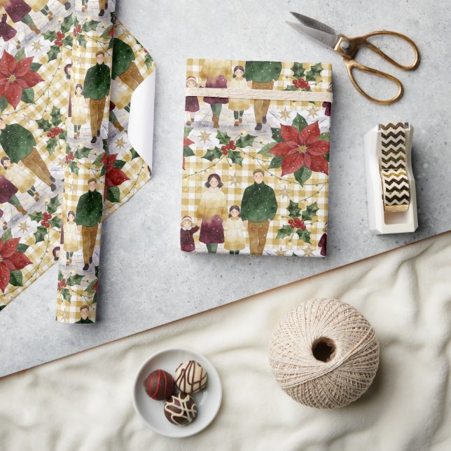 Rustic Christmas Family Pattern TMF26 Wrapping Paper (Crafts)