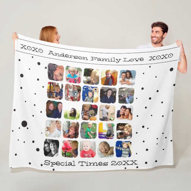 Rustic Christmas Family Photos Fleece Blanket (In Situ)