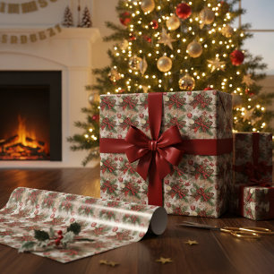 Rustic Christmas Farmhouse Cosy Holiday  Wrapping Paper