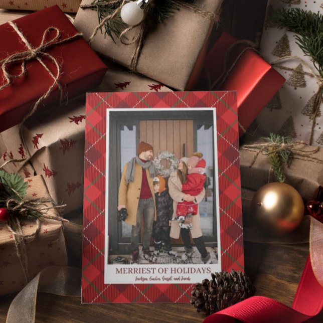 Rustic Christmas Farmhouse Flannel Holiday Phtoto Card (Creator Uploaded)