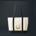 Rustic Christmas Floral Wreath Monogram Tote Bag<br><div class="desc">Rustic Watercolor Christmas Greenery and Floral Wreath,  monogram tote bag.</div>