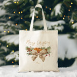 Rustic Christmas gifts pines coquette bow berries Tote Bag<br><div class="desc">Rustic Christmas pines bow berries personalised name tote bag Christmas gifts for her Christmas gifts ideas ,  watercolor pines red berries bow dry citrus simple Christmas tote bags,  coquette bow tote bags</div>