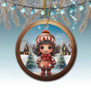 Rustic Christmas Gingerbread Girl Festive Xmas 🎄 Ceramic Ornament