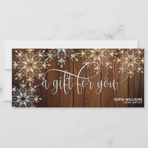Rustic Christmas Gold Snow Certificate Gift Card