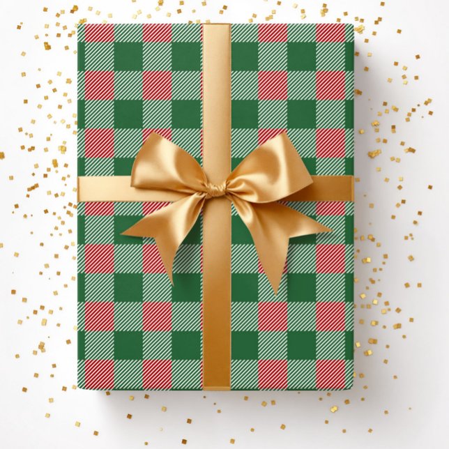 Rustic Christmas Green Plaid Pattern  Wrapping Paper (Rustic Christmas Green Plaid Pattern Wrapping Paper)