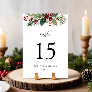 Rustic Christmas Greenery Wedding Table Number