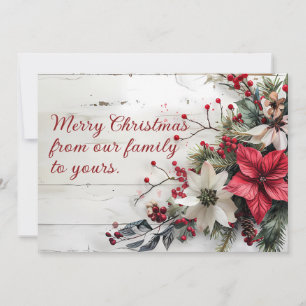 Rustic Christmas Greeting Card with Poinsettia