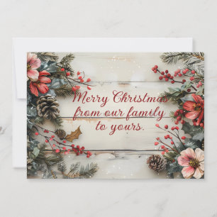 Rustic Christmas Greeting Card with Poinsettia