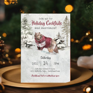 Rustic Christmas Holiday Cocktail Party Invitation