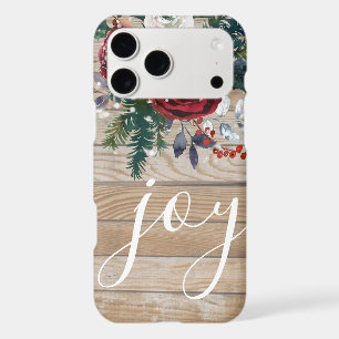 Rustic Christmas Holiday Joy Floral Wood