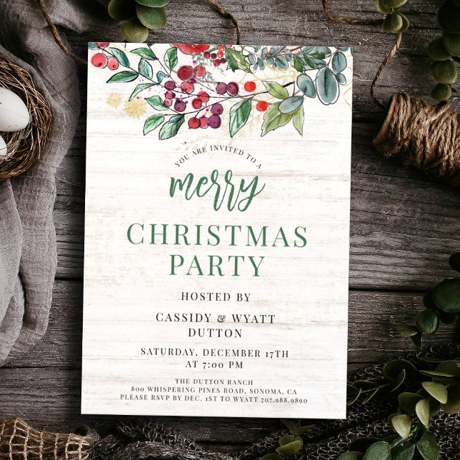 Rustic Christmas Holiday Party Invitation (Creator Uploaded)