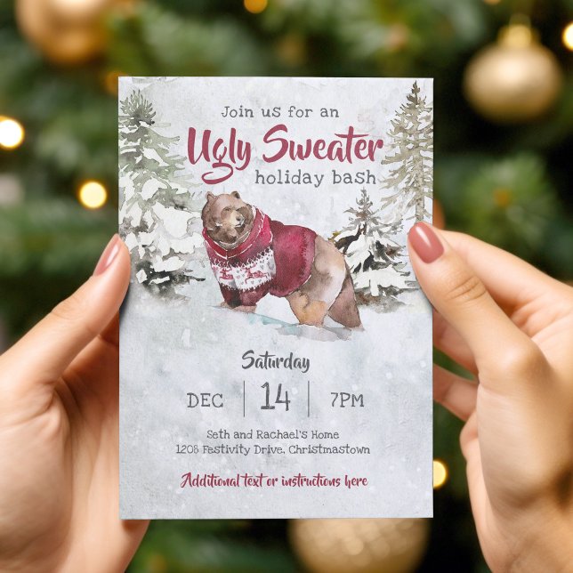 Rustic Christmas Holiday Ugly Sweater Party Invitation (Available in both printed and instant download formats!)